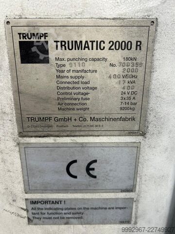 Stansemaskine TRUMPF Trumatic 2000 R