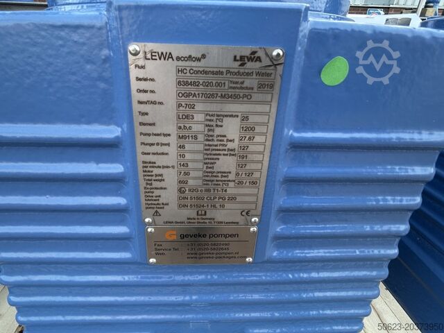 Pompa triplex per esportazione LEWA LDE3 triplex export pump