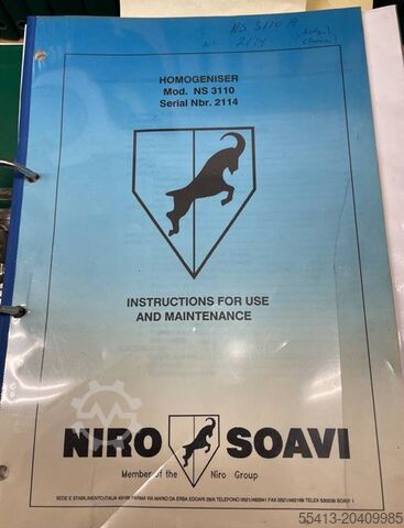 Producción de leche y productos lácteos GEA Niro Soavi Type NS 3110
