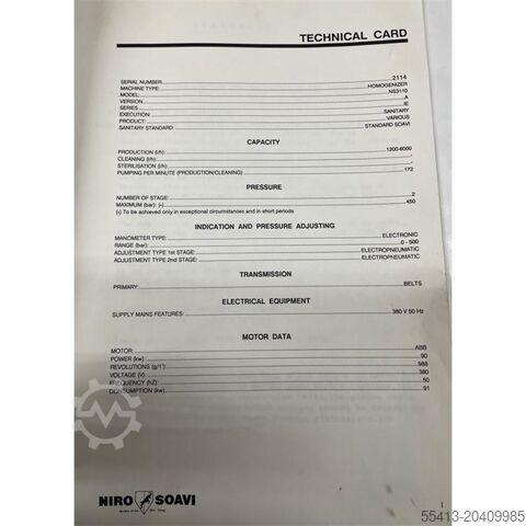 Produkcja mleka i przetworów mlecznych GEA Niro Soavi Type NS 3110