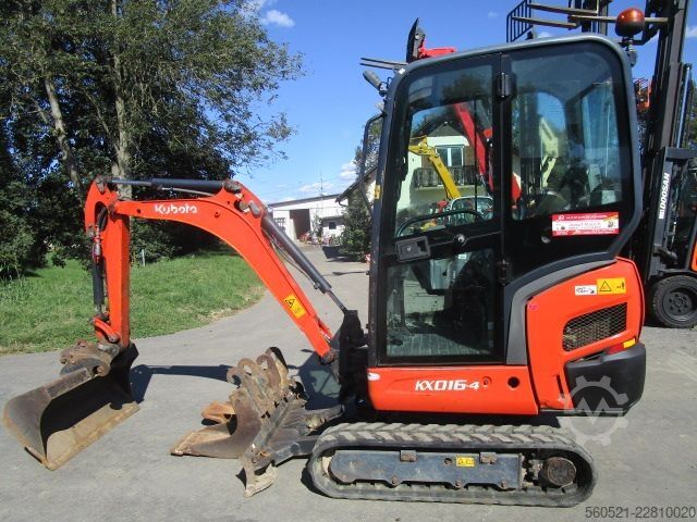Minigraafmachine Kubota KX 016-4 mit hydraul. Schnellwechsler + 3 Löffel