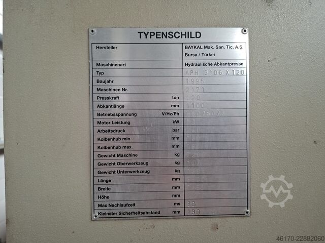 Abkantpresse Baykal APH 3106x120