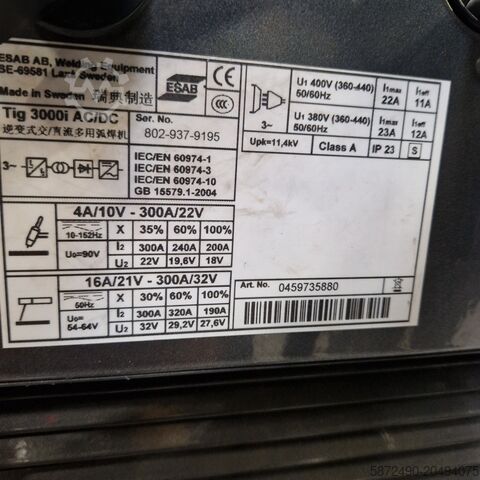 Welding machine Esab TIG 3000iw AC/DC