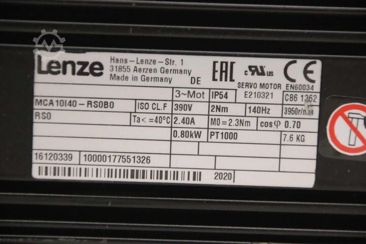 Motorredutor servo 0,8 kW 92,7 rpm Lenze MCA 10140-RS0B0  G50BH121MVAR2C00