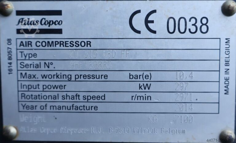 Schroefcompressor ZT315VSDFF Atlas Copco ZT315VSDFF