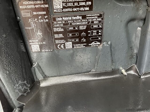 Elektrisk 3 -hjulet gaffeltruck Linde E16C-02