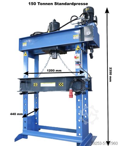 Rechtzetpers Hydraulische pers 150 ton Tigermetal Werkstattpresse 150 Tonnen WH150