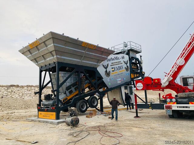  FABO Mobile Concrete Batching Plant 60 m3/h Mobile Concrete Batching Plant