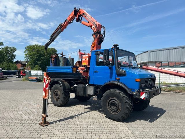 Φορτηγό με επίπεδη καρότσα UNIMOG U 1650 / Atlas 130.1 / Greifer / Winde
