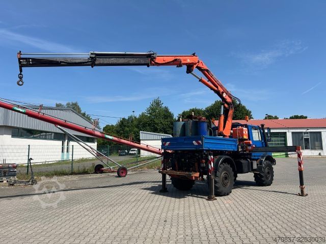 Φορτηγό με επίπεδη καρότσα UNIMOG U 1650 / Atlas 130.1 / Greifer / Winde