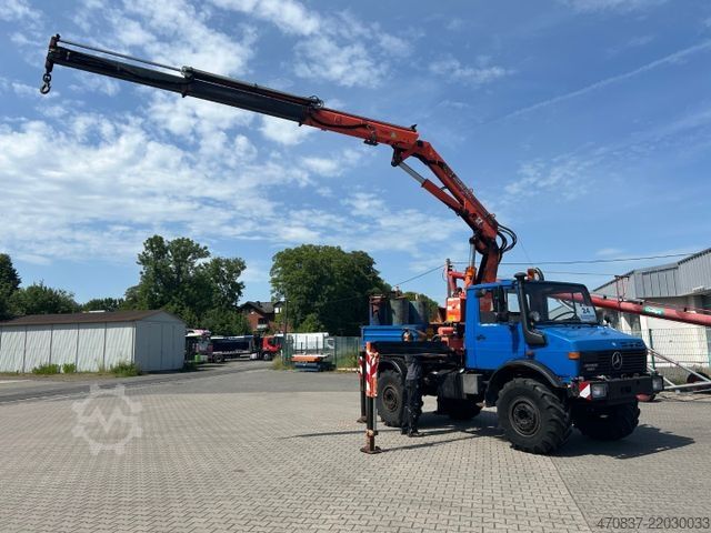 Φορτηγό με επίπεδη καρότσα UNIMOG U 1650 / Atlas 130.1 / Greifer / Winde