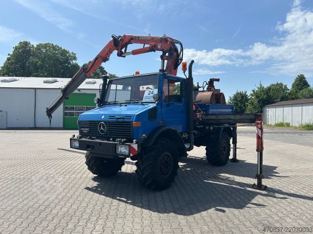 Φορτηγό με επίπεδη καρότσα UNIMOG U 1650 / Atlas 130.1 / Greifer / Winde