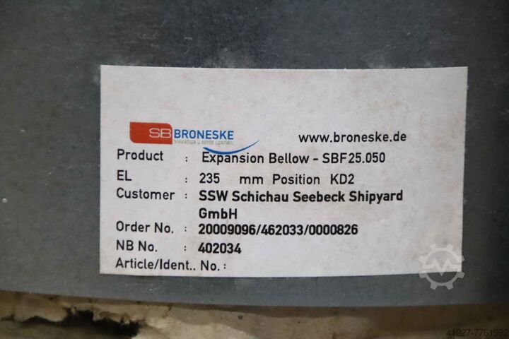 Compensador axial DN250 SB Broneske SBF25.050
