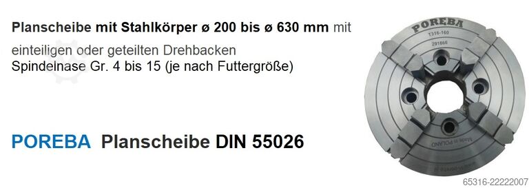 Driedelig klauwplaat / Afdraaischijf POREBA Futter/Planscheibe