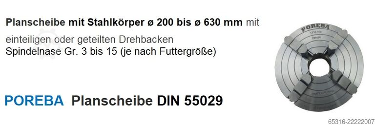 Driedelig klauwplaat / Afdraaischijf POREBA Futter/Planscheibe