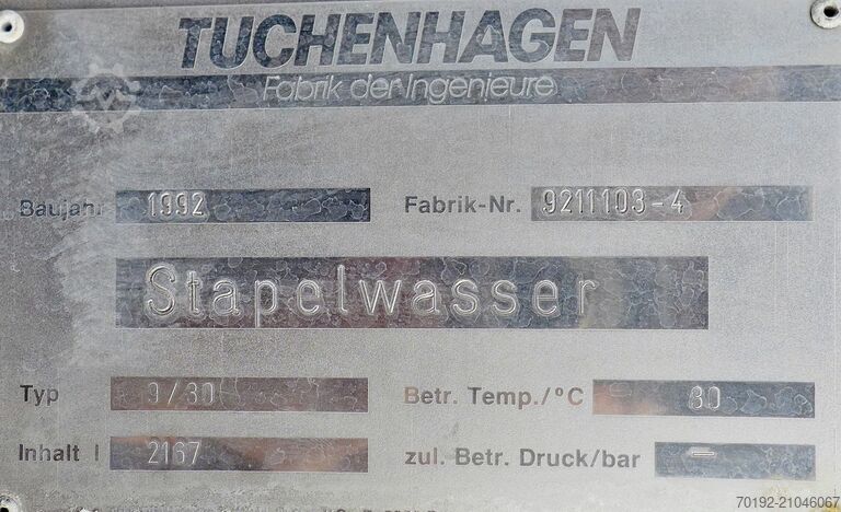 2167 liter tank van V4A (roestvast staal)  9280