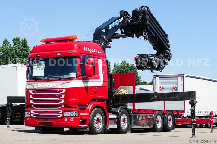Autocarro con cassone fisso SCANIA R 490 Pritsche Kran Effer Funk Lift-/Lenkachse