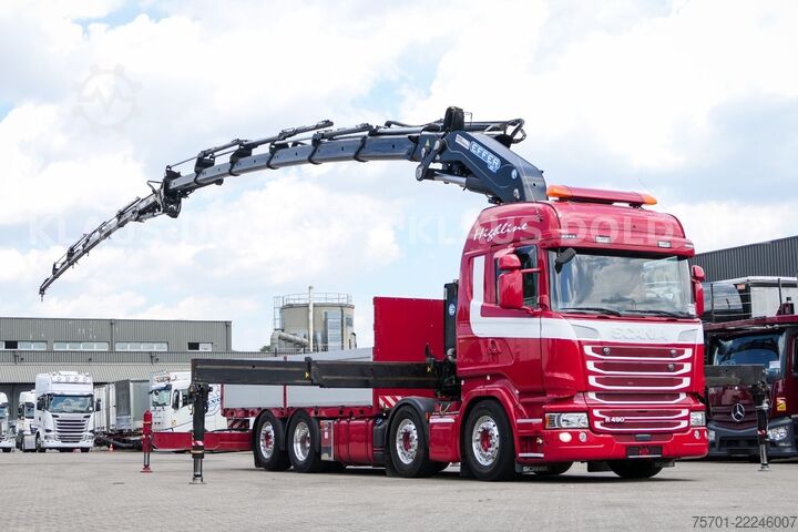 Autocarro con cassone fisso SCANIA R 490 Pritsche Kran Effer Funk Lift-/Lenkachse
