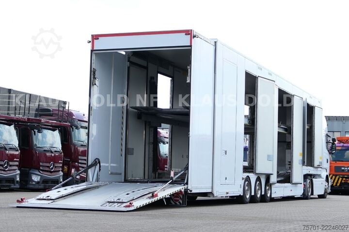 Biltransport lastbil SCANIA R450 Autotransporter Komplettzug Kässbohrer