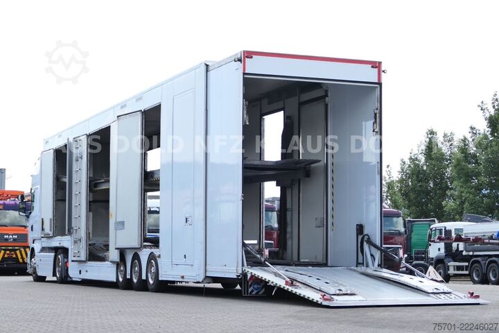 Biltransport lastbil SCANIA R450 Autotransporter Komplettzug Kässbohrer