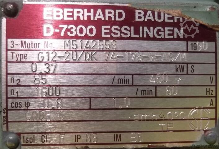 Geared motor 0.37 kW 85 rpm BAUER G12-20/DK74-178-W-AS/M