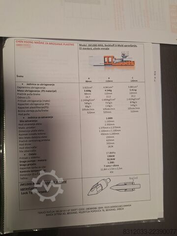 Mašina za brizganje plastike CHEN HSONG JM1000-MK6