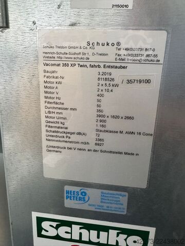 Mobilní odsávací systém Schuko VACOMAT 350 XP 5,5