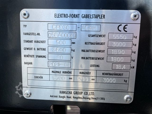 Elektro 4 Rad-Stapler HC Hangcha CPD 30 - AC 4