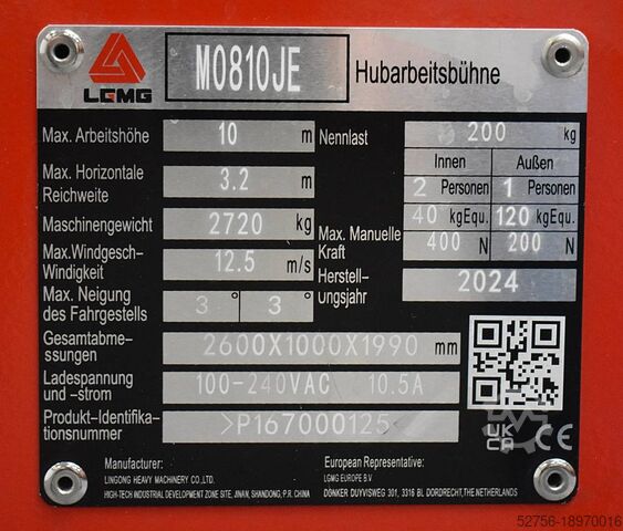 Hefplatform LGMG M0810JE