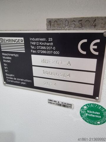 Hydraulická dvousloupová horizontální pásová pila BEHRINGER HBE 261 A