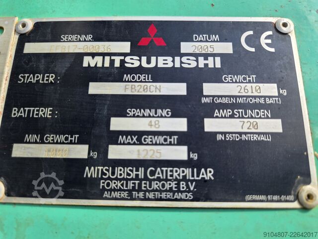 Gaffeltruck Mitsubishi FB20CN, Triplexmast, Freelift, Sideshift