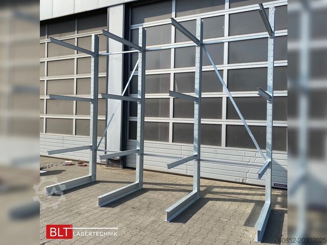 Rayonnage cantilever ca. 4,02 lfm. Kragarmregal  H: 350cm T: 137 cm , 500kg/Arm , 4 Lagerebenen