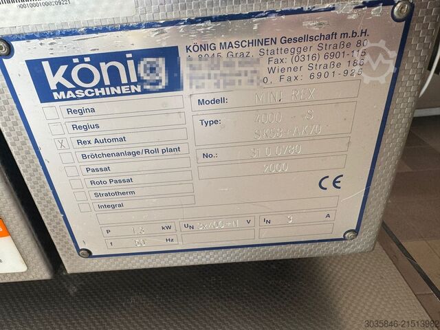 Maskine til produktion af boller König Mini Rex g2000