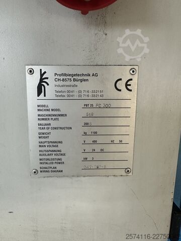 CNC 3-ρολό μηχανή κάμψης PBT AG PBT25 PC300