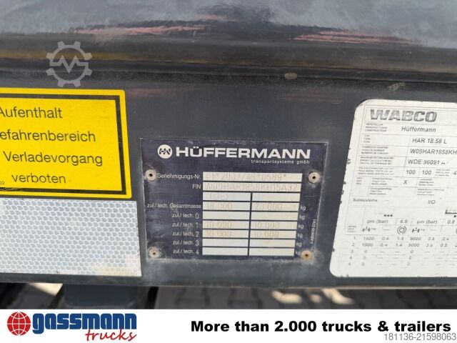 Afzetcontainer-aanhangwagen Hüffermann HAR 20.58, Abrollanhänger, Deichsel absenkbar