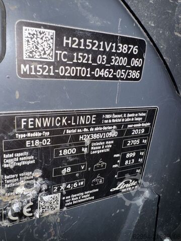 Carretilla eléctrica de 3 ruedas Linde E 18-02 EVO Triplex STVO