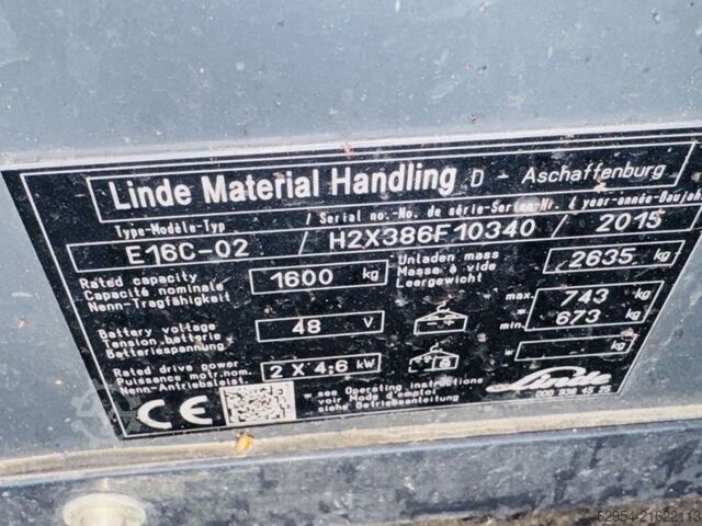 Carretilla eléctrica de 3 ruedas Linde E 16 C-02 EVO Triplex