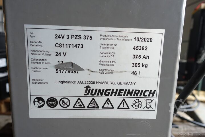 Akumulator do wózka widłowego Jungheinrich 24V 3PzS375 78% Staplerbatterie