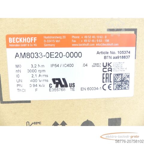Control unit Beckhoff AM8033-0E20 ! -
