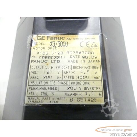 Besturingsunit Fanuc A06B-0123-B075 # 7000 AC Servo Motor SN: C969C3311