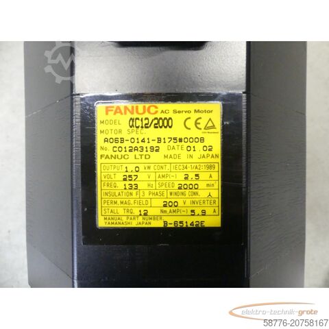 Steuerung Fanuc A06B-0141-B175 # 0008 AC Servo Motor SN: C012A3192