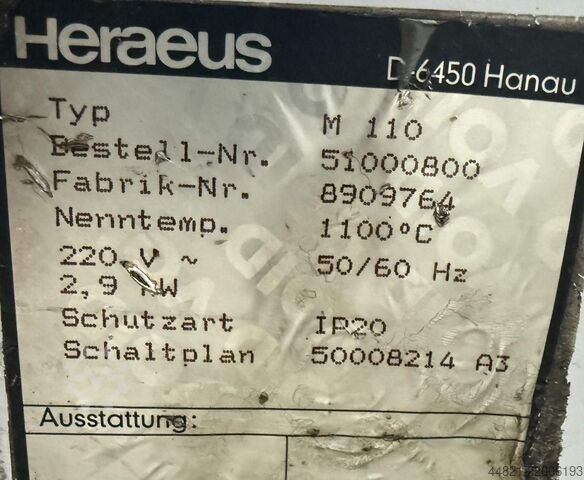 Εργαστηριακός μούφελ φούρνος HERAEUS M 110