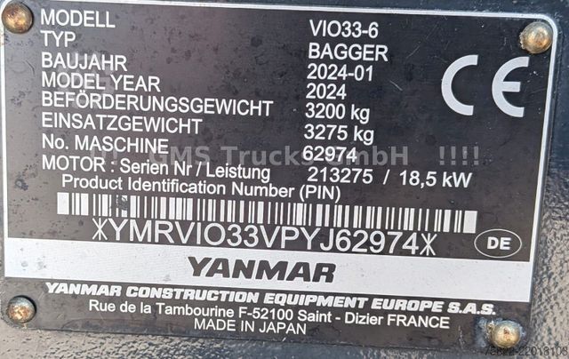 Minikotró YANMAR VIO 33 - 6 / POWERTILT / 3 Löffel / D-Maschine