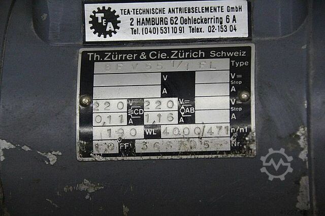Getriebemotor 0,19 kW Zürrer BFV 55 1/1 FL