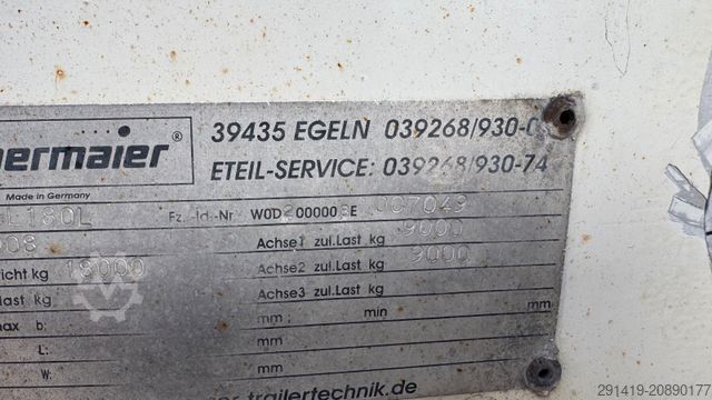 Remorcă deschisă OBERMAIER OD2-L180L Baustoff Pritsche Bj 2008