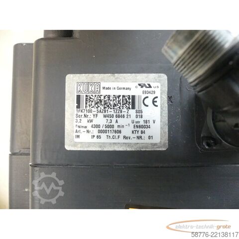 Besturingsunit KUKA 1FK7100-5AZ91-1ZZ9-Z S05 Servomotor SN: YFW450684621018