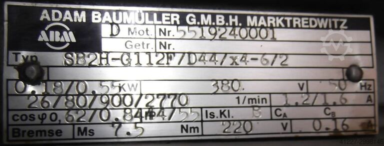 Getriebemotor 0,18/0,55 kW 26/80 U/min ABM SB2H-G112F/D44/x4-6/2