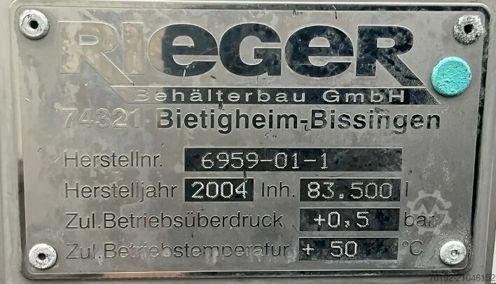 83500 liter opslagtank gemaakt van V2A Rieger 9199