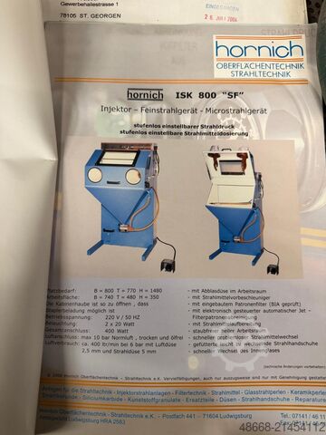 Συσκευή λεπτής αμμοβολής Hornich ISK 800 SF