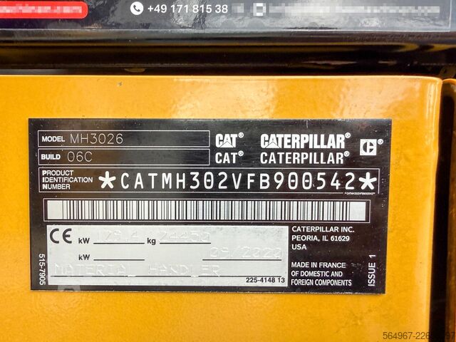 Materialhanterare Caterpillar CAT MH3026-06C Umschlagbagger Kamera ZSA